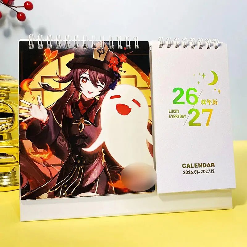 2026-2027 Game Genshin Impact Desk Calendars Xiao Hutao Wendi Cartoon Characters - Maxwell shop