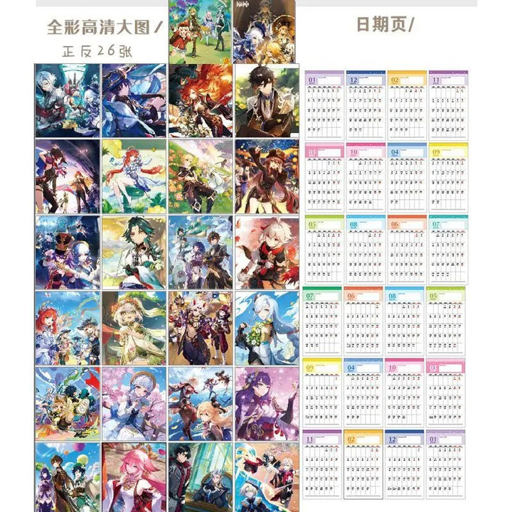 2026-2027 Game Genshin Impact Desk Calendars Xiao Hutao Wendi Cartoon Characters - Maxwell shop