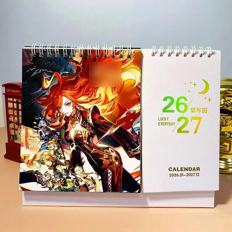 2026-2027 Game Genshin Impact Desk Calendars Xiao Hutao Wendi Cartoon Characters - Maxwell shop