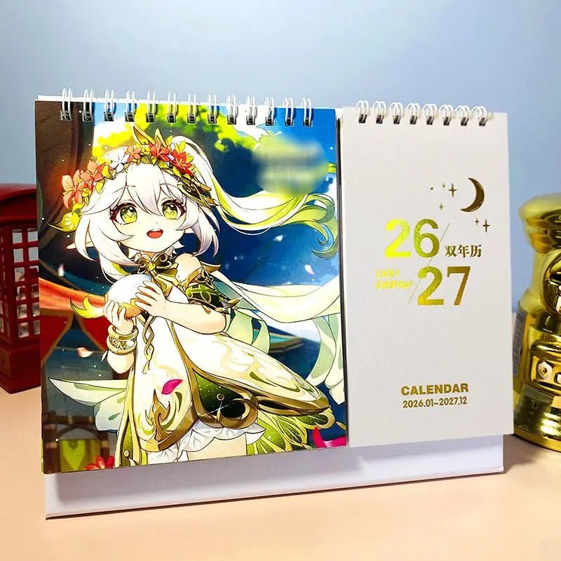 2026-2027 Game Genshin Impact Desk Calendars Xiao Hutao Wendi Cartoon Characters - Maxwell shop