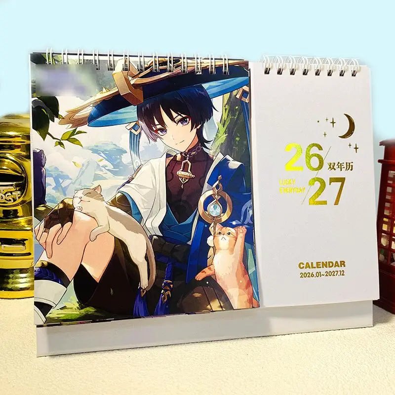2026-2027 Game Genshin Impact Desk Calendars Xiao Hutao Wendi Cartoon Characters - Maxwell shop