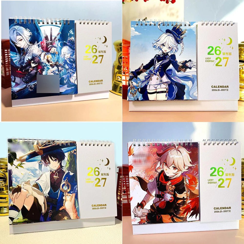 2026-2027 Game Genshin Impact Desk Calendars Xiao Hutao Wendi Cartoon Characters - Maxwell shop