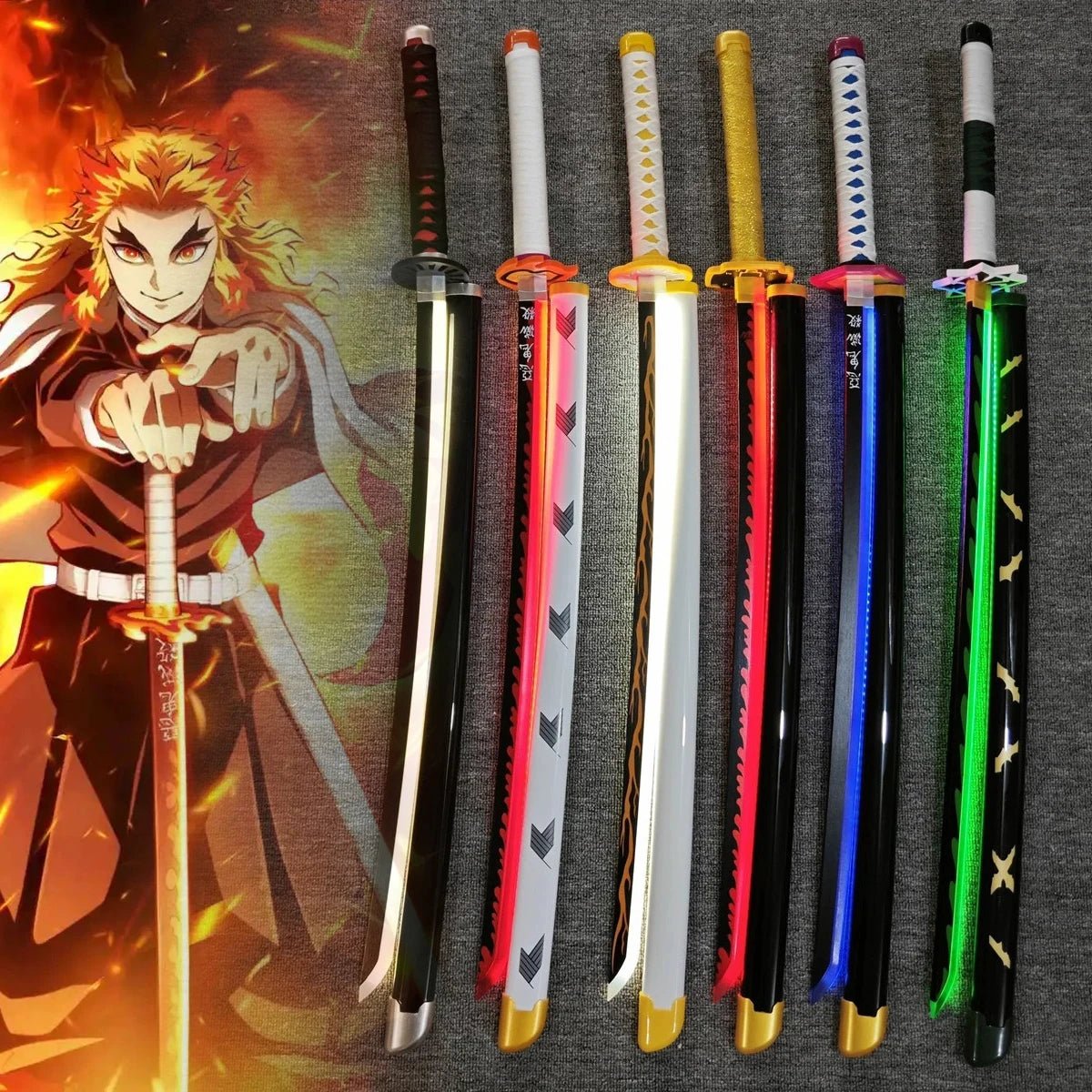 31/40inch Glow Demon Slayer Katana Luminous Sword LED Light Kyoujurou Anime Cosplay - Maxwell shop