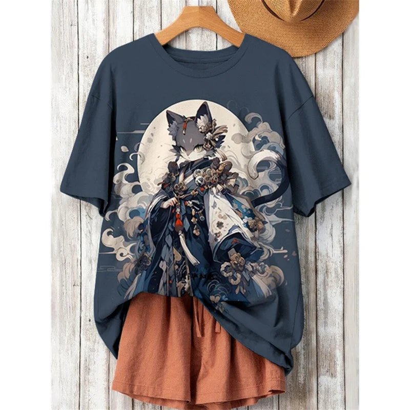 3D Printed Fashion Cat T Shirt For Women Japanese Cartoon Pattern Short Sleeves - Maxwell shop