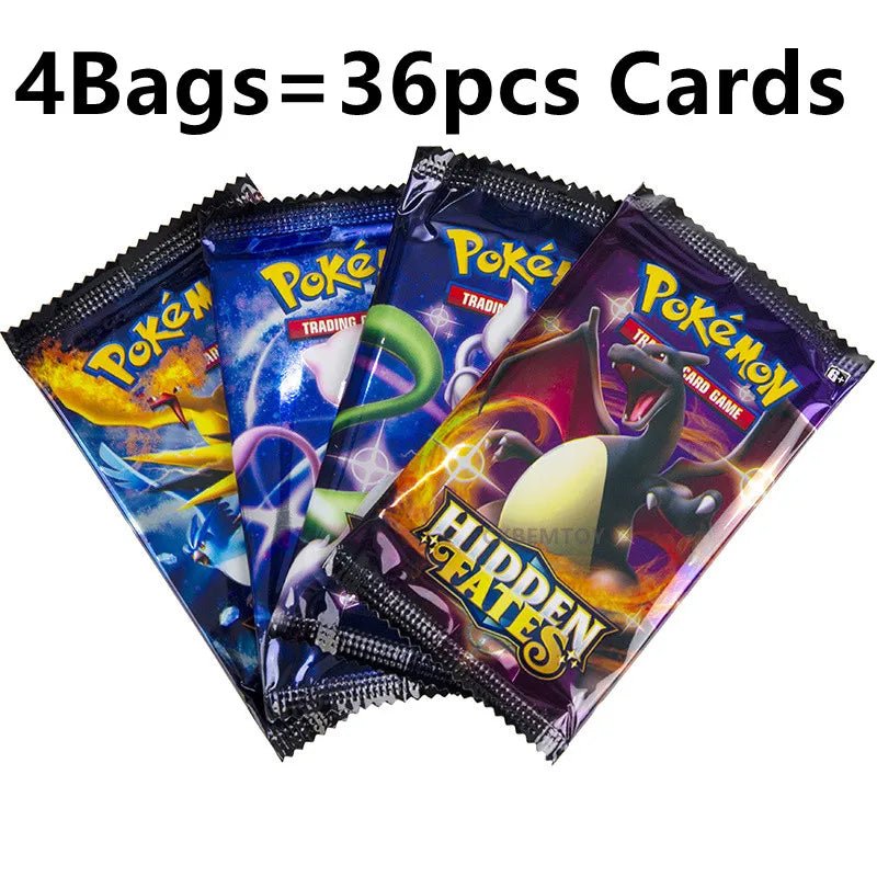4 Bags 36Pcs English Pokemon Cards Charizard Pikachu Collectible Card Anime - Maxwell shop