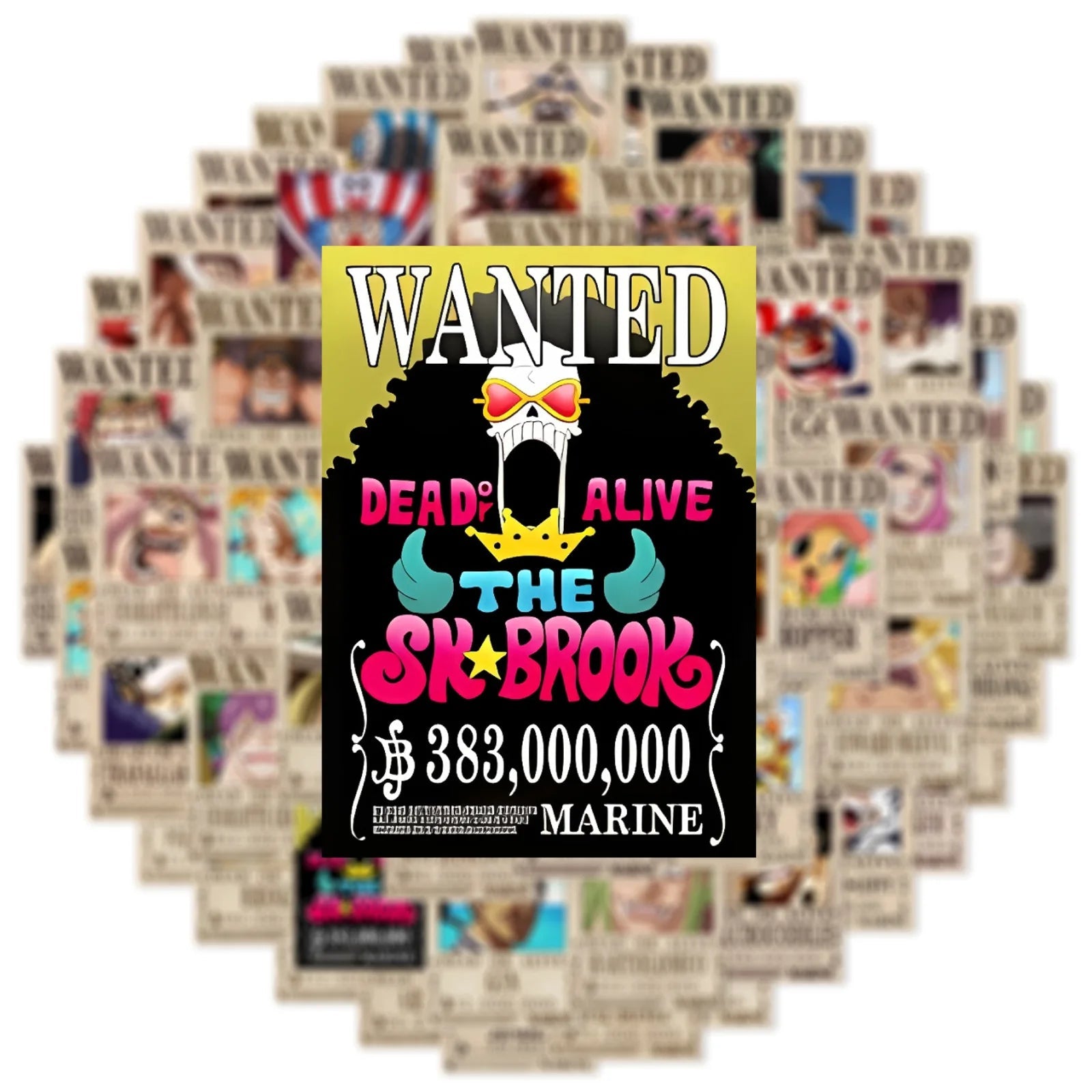 50PCS Anime One Piece Wanted Posters Stickers Cool Graffiti Decals - Maxwell shop
