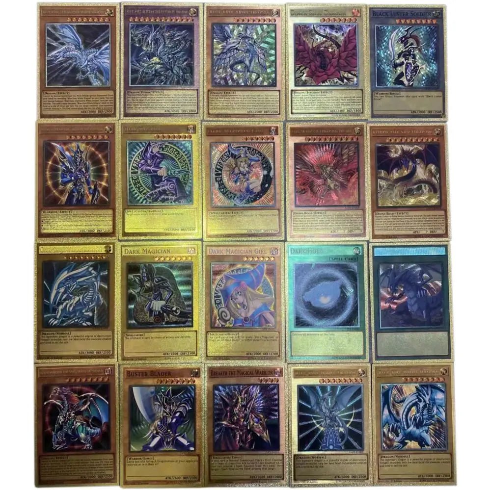 55pcs Golden Foil Plastic Yu-Gi-Oh Anime Cards in English Blue Eyes Exodia Obelisk - Maxwell shop