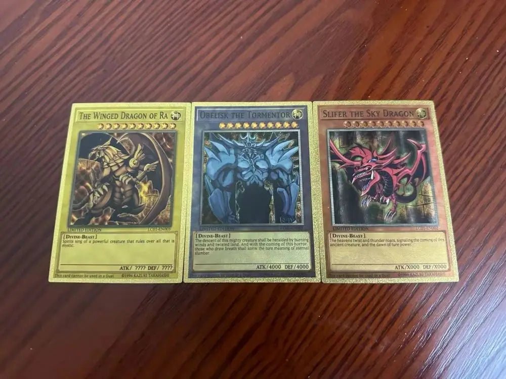 55pcs Golden Foil Plastic Yu-Gi-Oh Anime Cards in English Blue Eyes Exodia Obelisk - Maxwell shop
