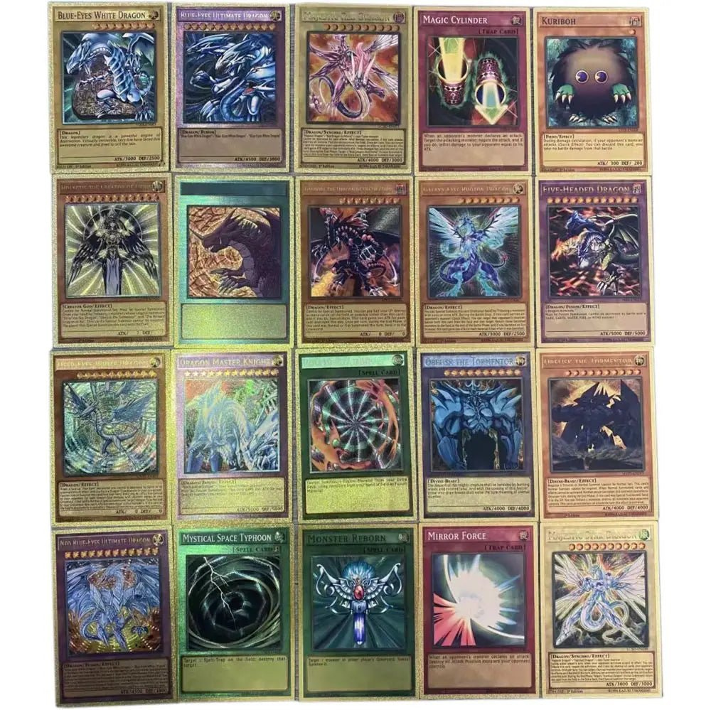 55pcs Golden Foil Plastic Yu-Gi-Oh Anime Cards in English Blue Eyes Exodia Obelisk - Maxwell shop