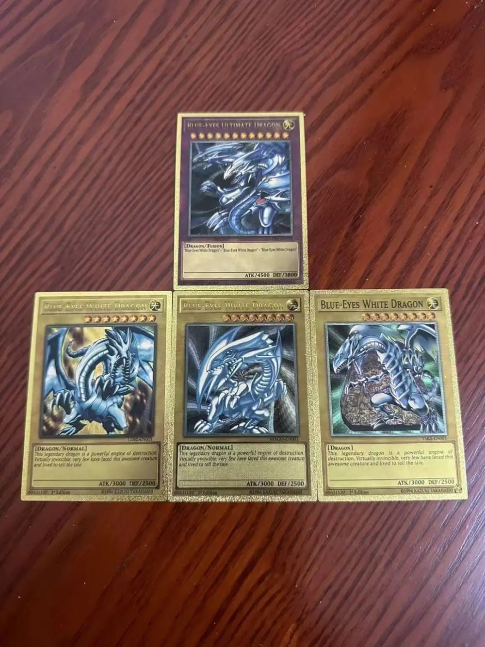 55pcs Golden Foil Plastic Yu-Gi-Oh Anime Cards in English Blue Eyes Exodia Obelisk - Maxwell shop