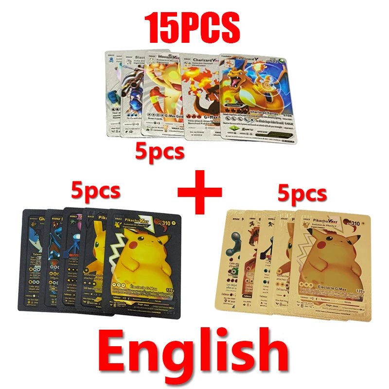 81 - 15Pcs Pokemon Cards Gold Silver Vmax GX Card Collection Battle Trainer Card - Maxwell shop