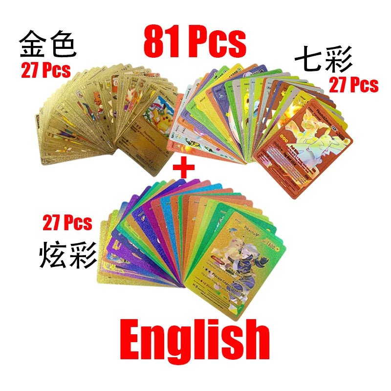 81 - 15Pcs Pokemon Cards Gold Silver Vmax GX Card Collection Battle Trainer Card - Maxwell shop