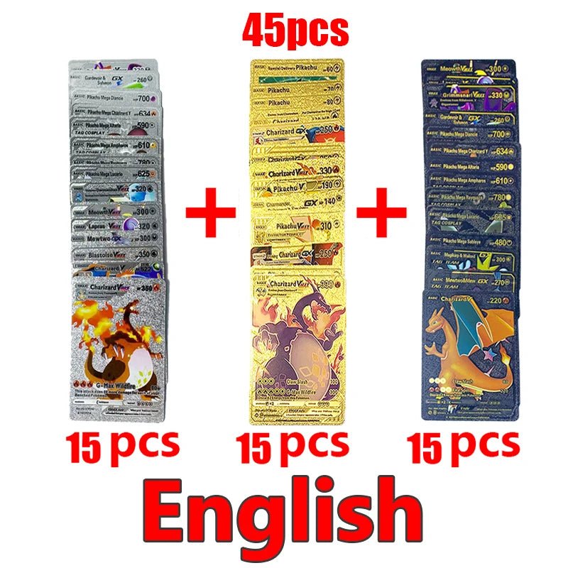 81 - 15Pcs Pokemon Cards Gold Silver Vmax GX Card Collection Battle Trainer Card - Maxwell shop