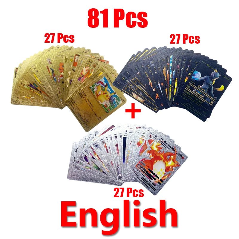 81 - 15Pcs Pokemon Cards Gold Silver Vmax GX Card Collection Battle Trainer Card - Maxwell shop