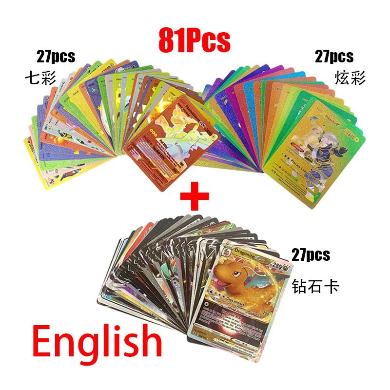 81 - 15Pcs Pokemon Cards Gold Silver Vmax GX Card Collection Battle Trainer Card - Maxwell shop