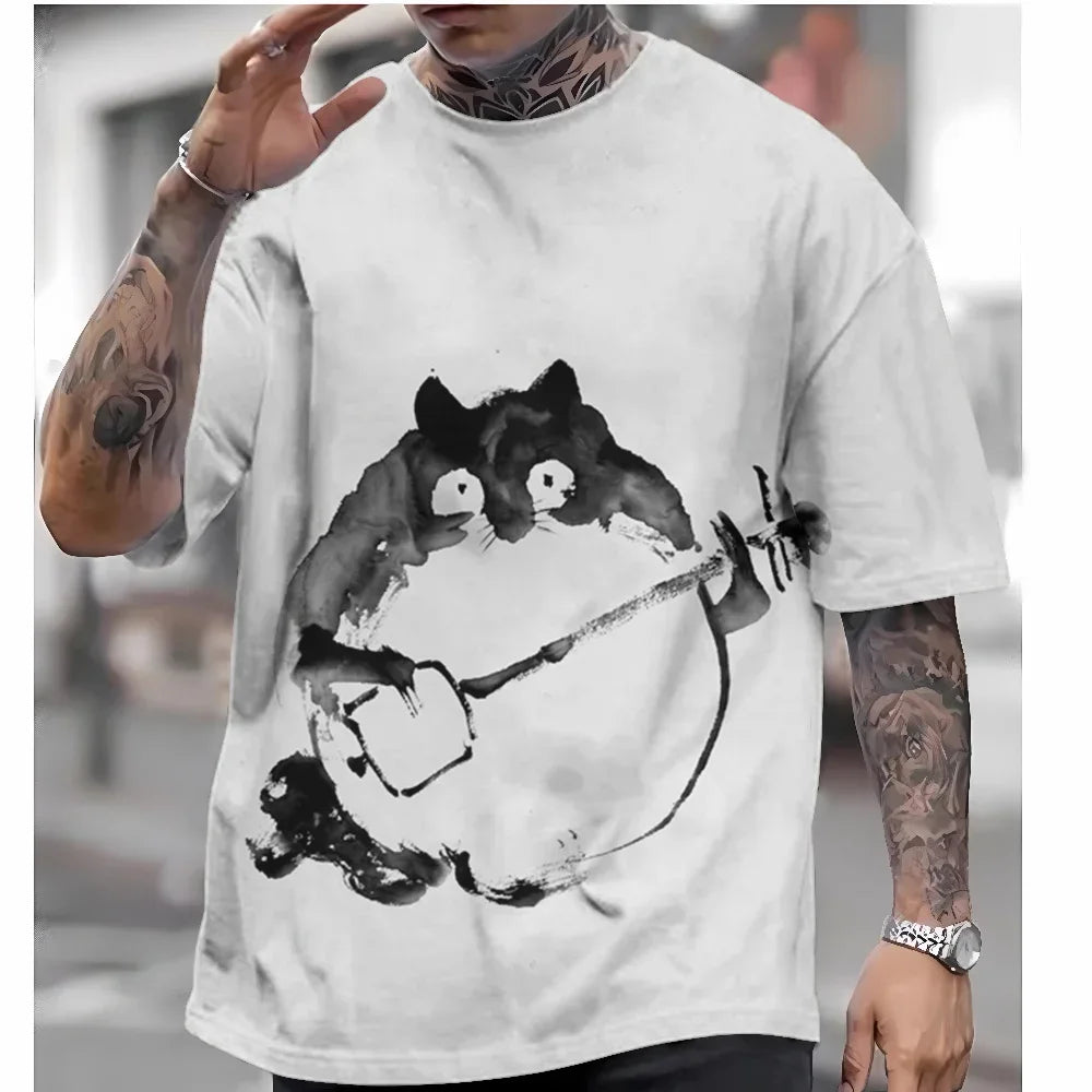 T Shirts For Mens Short Sleeve Tops Japanese Style Ukiyoe Graphic Clothing - Maxwell shop