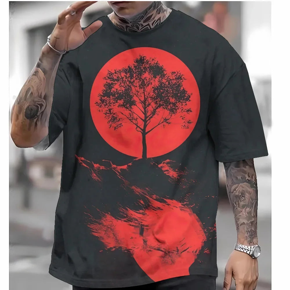 T Shirts For Mens Short Sleeve Tops Japanese Style Ukiyoe Graphic Clothing - Maxwell shop