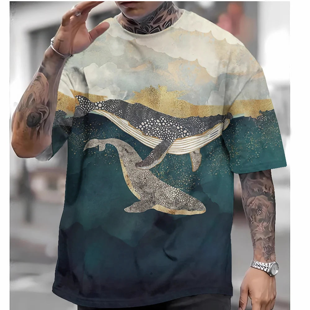 T Shirts For Mens Short Sleeve Tops Japanese Style Ukiyoe Graphic Clothing - Maxwell shop