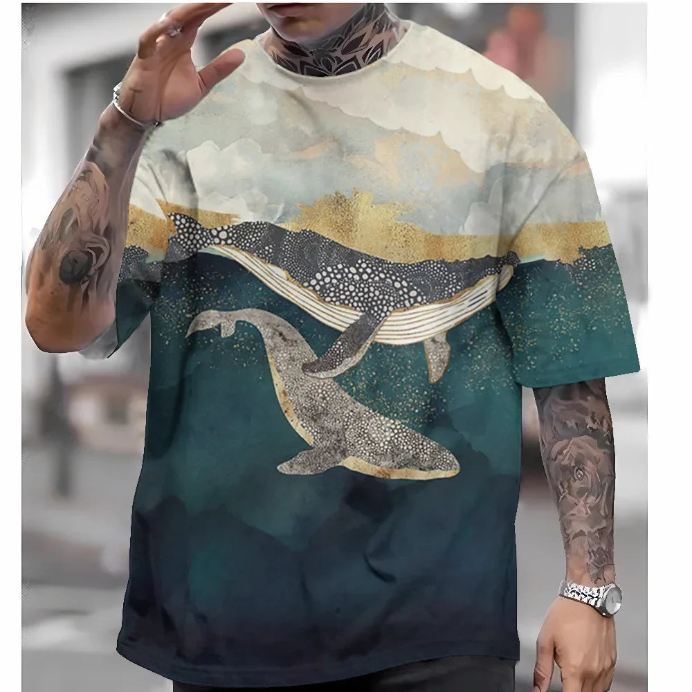 T Shirts For Mens Short Sleeve Tops Japanese Style Ukiyoe Graphic Clothing - Maxwell shop