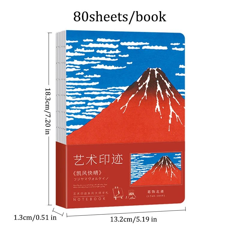 A5 Notebook Ukiyoe & Famous Painting Series Cover,80sheets/Book Writing Diary - Maxwell shop