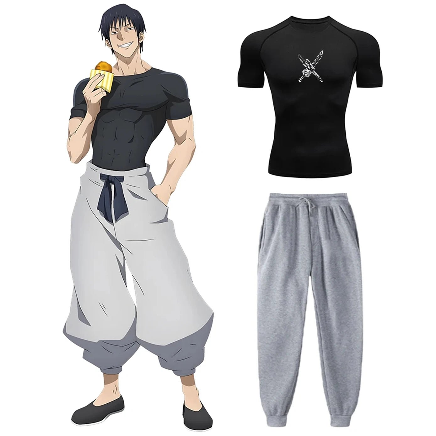 Anime Jujutsu Kaisen Toji Compression Shirt Set Casual Performance Set Men's - Maxwell shop