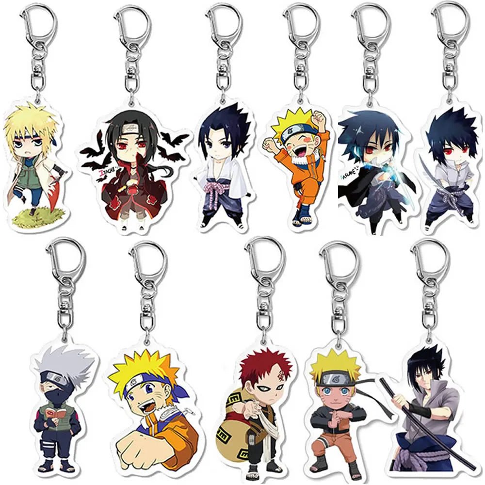 Anime Naruto Keychain Acrylic Uzumaki Kakashi Uchiha Sasuke Ltachi Figures Keyring - Maxwell shop