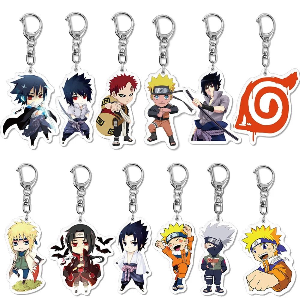 Anime Naruto Keychain Acrylic Uzumaki Kakashi Uchiha Sasuke Ltachi Figures Keyring - Maxwell shop