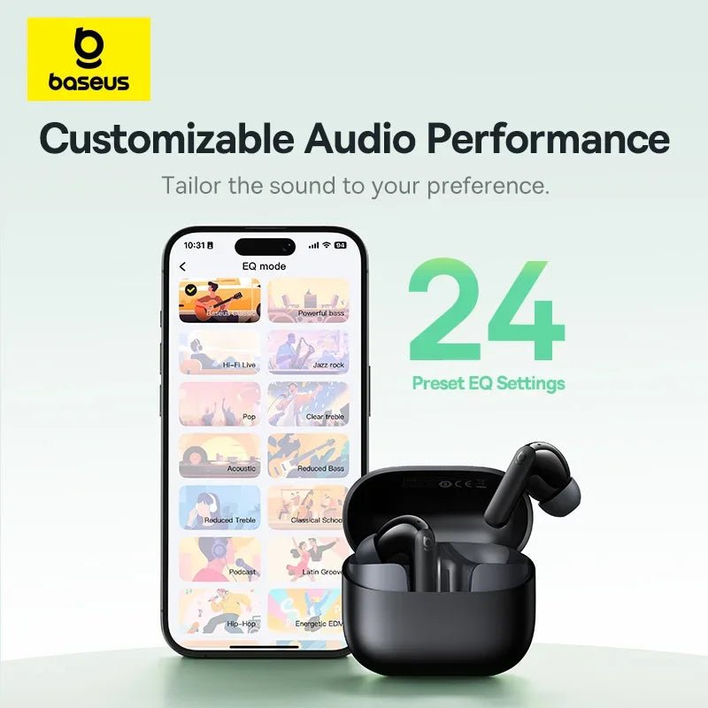 Baseus Bass EP10 NC -43dB Noise Cancelling ANC True Wireless Earbuds Bluetooth 6.0 - Maxwell shop