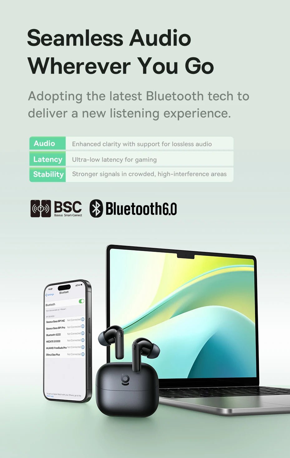 Baseus Bass EP10 NC -43dB Noise Cancelling ANC True Wireless Earbuds Bluetooth 6.0 - Maxwell shop