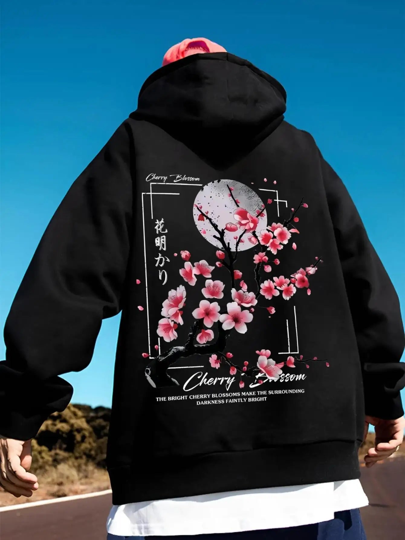 Cherry Blossom Moon Men Women Hoodie Outdoor Street Japan Harajuku - Maxwell shop