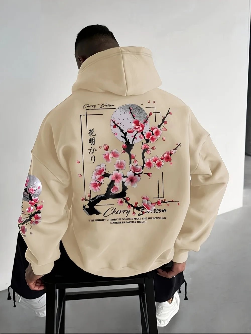 Cherry Blossom Moon Men Women Hoodie Outdoor Street Japan Harajuku - Maxwell shop