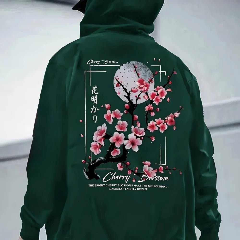 Cherry Blossom Moon Men Women Hoodie Outdoor Street Japan Harajuku - Maxwell shop