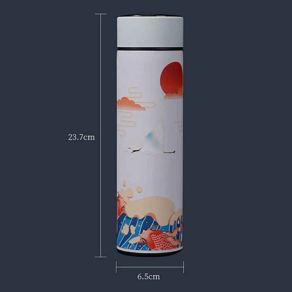 Chinese Style Vacuum Flask With Temperature Display Retro Smart Insulated Water Bottles - Maxwell shop