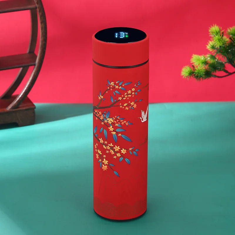 Chinese Style Vacuum Flask With Temperature Display Retro Smart Insulated Water Bottles - Maxwell shop