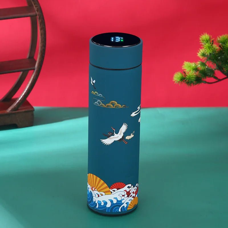 Chinese Style Vacuum Flask With Temperature Display Retro Smart Insulated Water Bottles - Maxwell shop