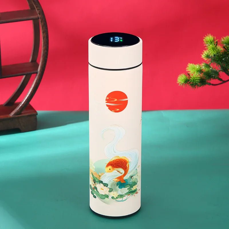 Chinese Style Vacuum Flask With Temperature Display Retro Smart Insulated Water Bottles - Maxwell shop