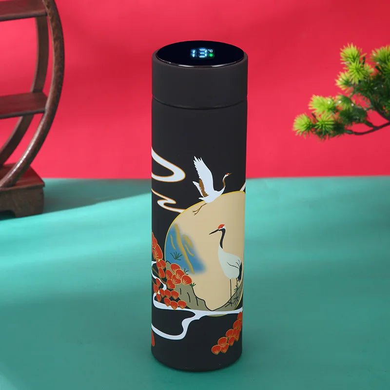 Chinese Style Vacuum Flask With Temperature Display Retro Smart Insulated Water Bottles - Maxwell shop