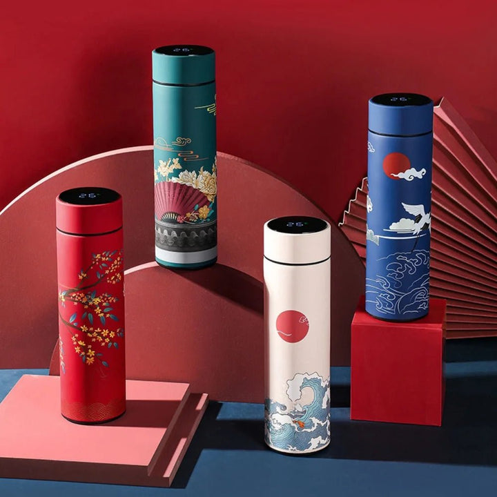 Chinese Style Vacuum Flask With Temperature Display Retro Smart Insulated Water Bottles - Maxwell shop