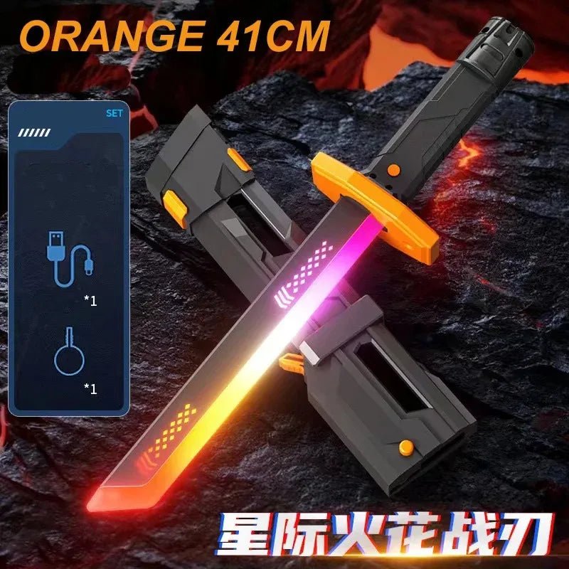 Colorful Streamer Glowing Sword Toys with Spark & Smoke Effect Light Sword Toy - Maxwell shop