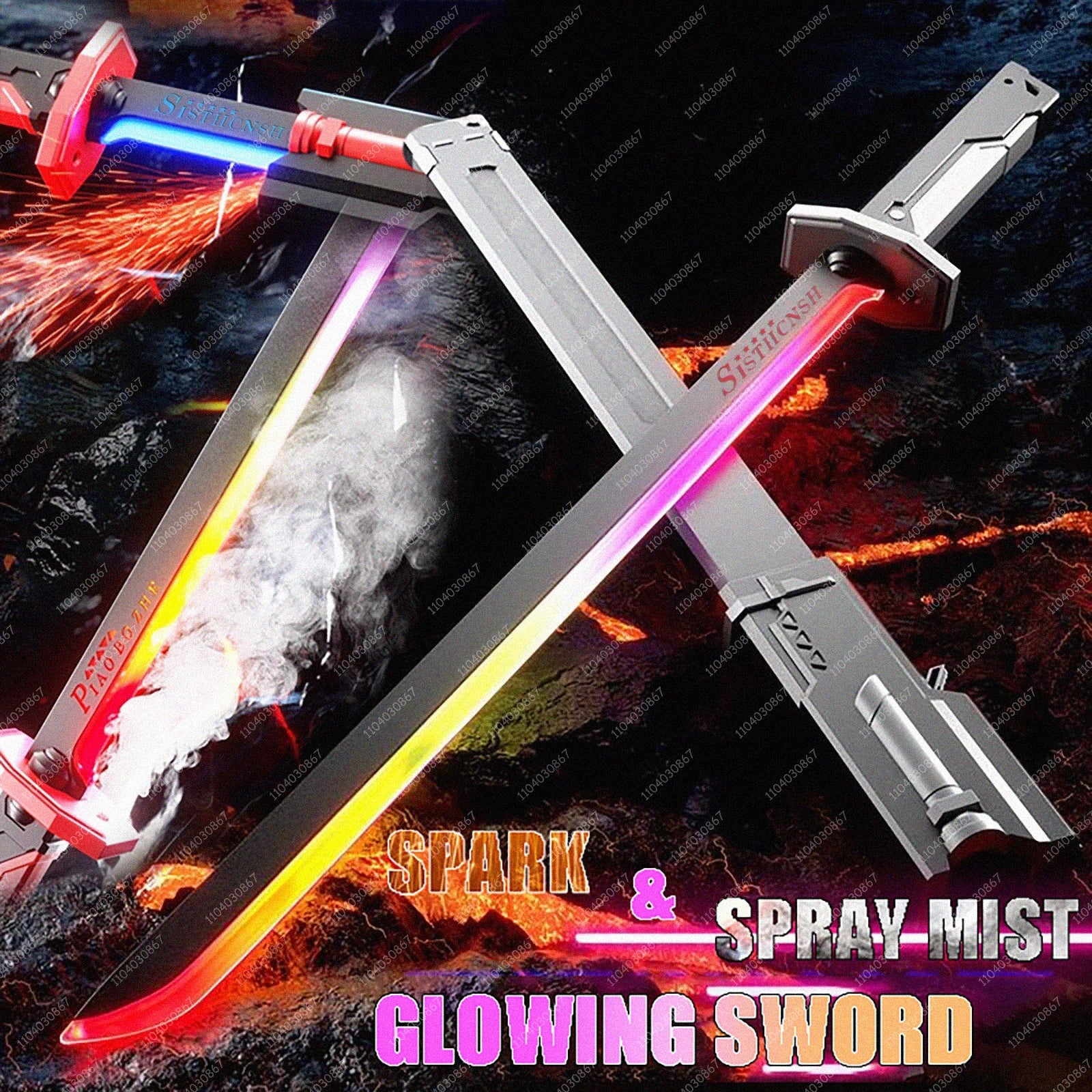 Colorful Streamer Glowing Sword Toys with Spark & Smoke Effect Light Sword Toy - Maxwell shop