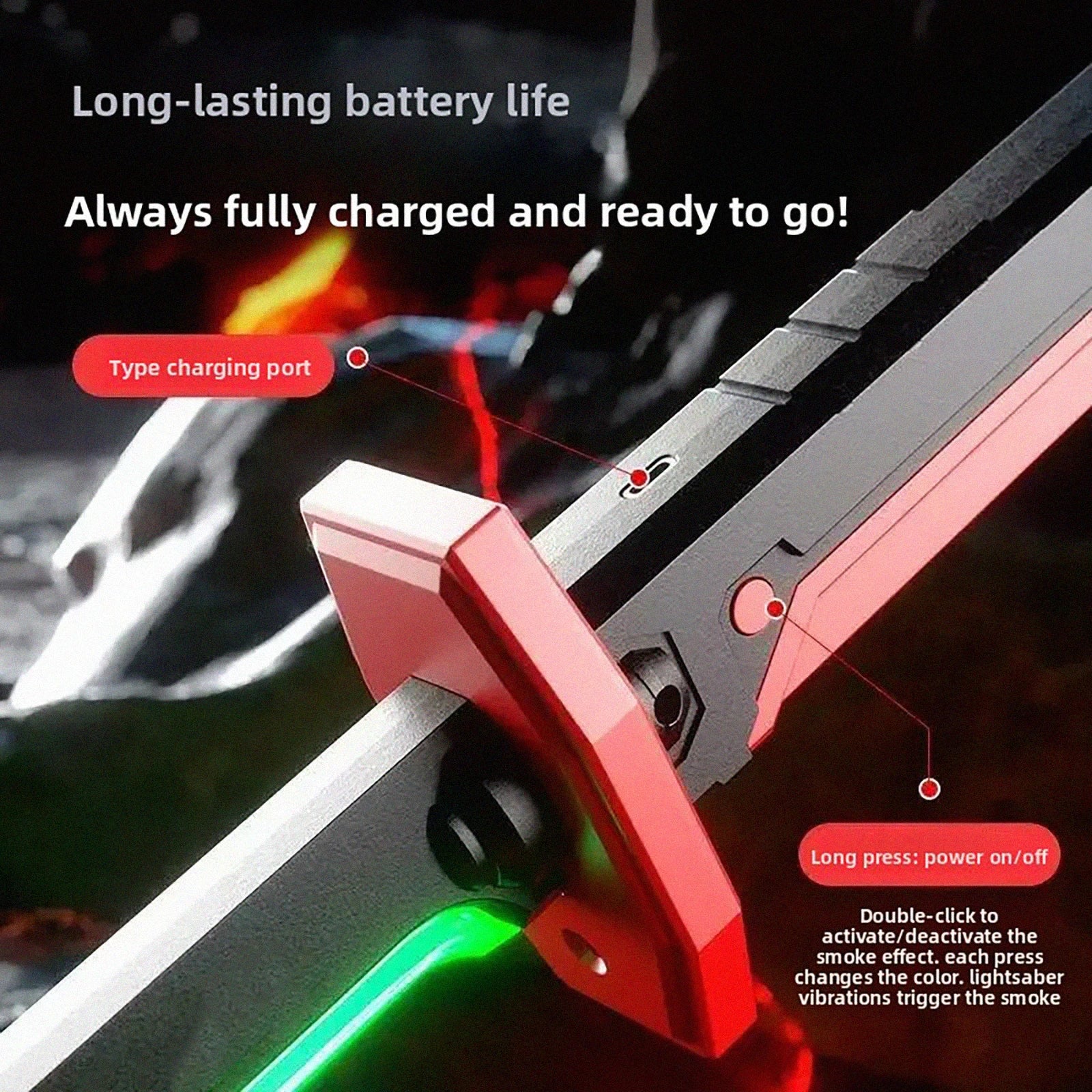 Colorful Streamer Glowing Sword Toys with Spark & Smoke Effect Light Sword Toy - Maxwell shop