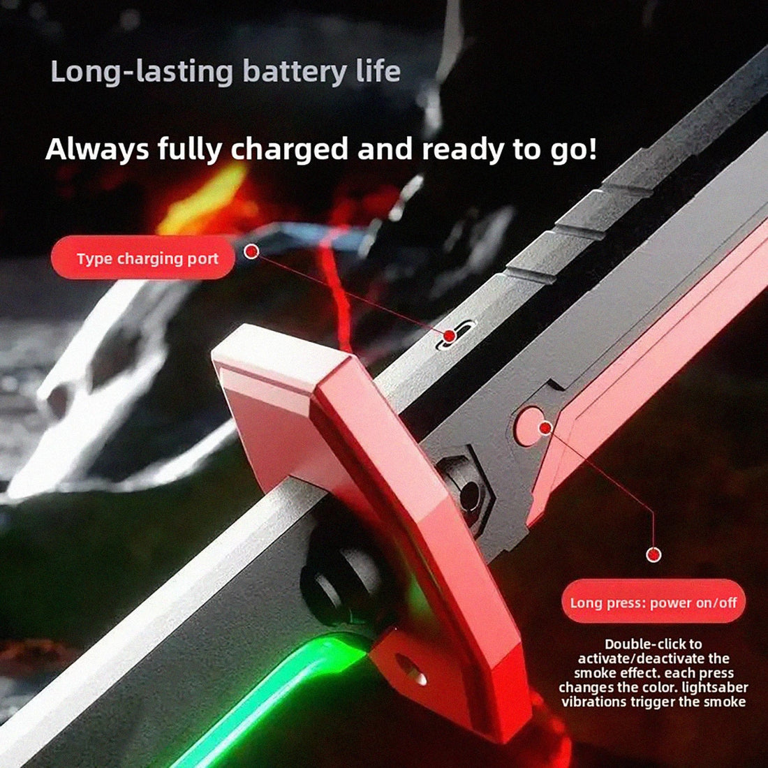Colorful Streamer Glowing Sword Toys with Spark & Smoke Effect Light Sword Toy - Maxwell shop