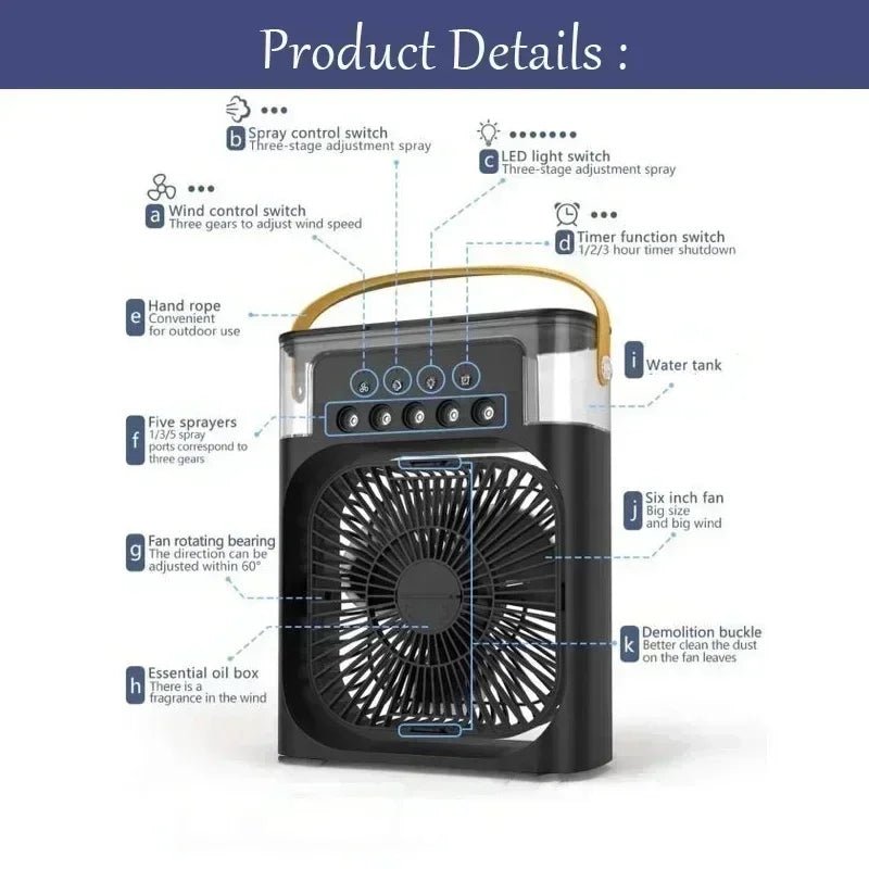 Fan AIr Conditioner Household Mini Air Cooler LED Night Light Portable - Maxwell shop