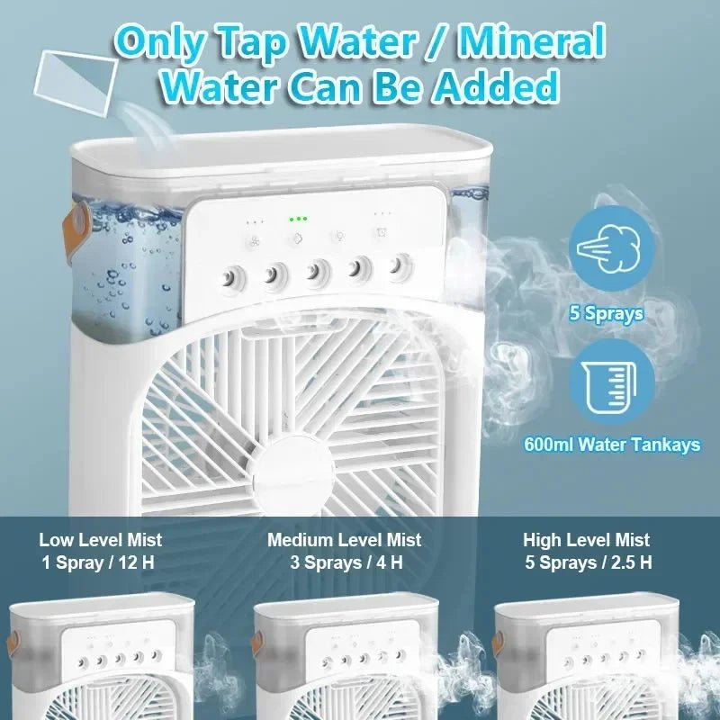 Fan AIr Conditioner Household Mini Air Cooler LED Night Light Portable - Maxwell shop
