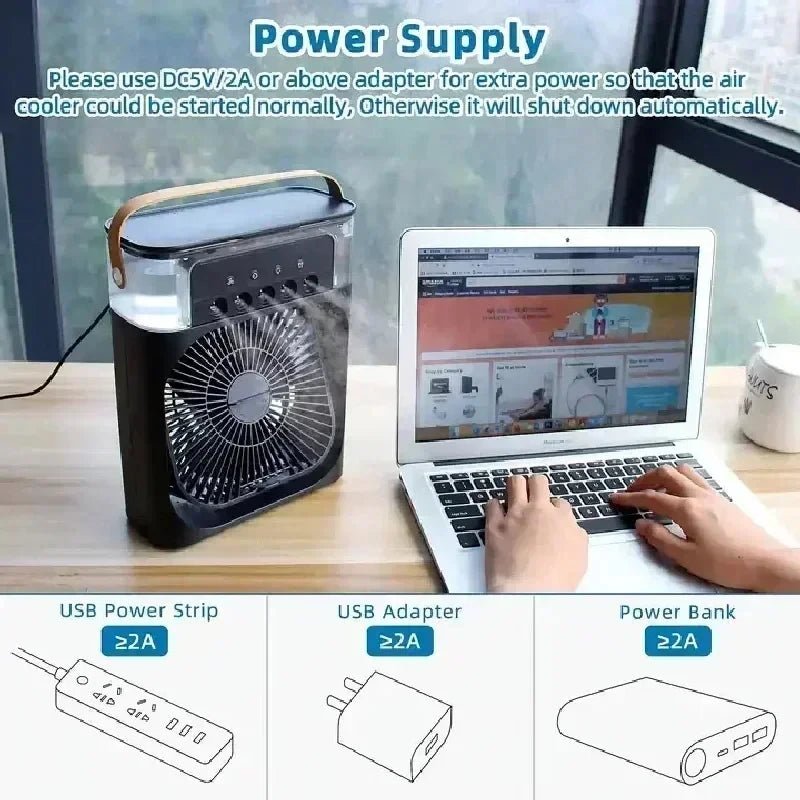 Fan AIr Conditioner Household Mini Air Cooler LED Night Light Portable - Maxwell shop