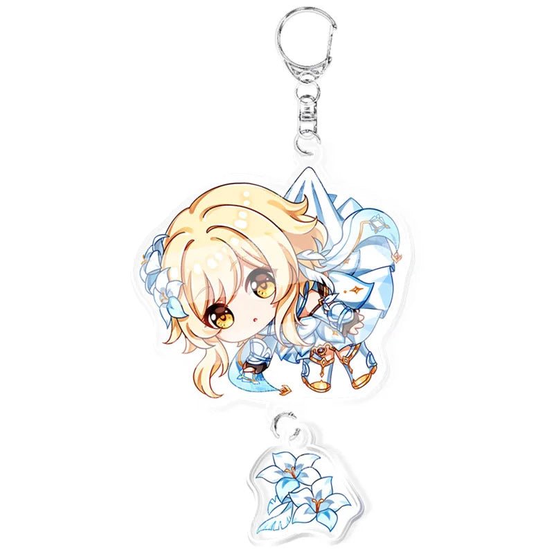 Genshin Impact Keychains Acrylic Figure School Bag Jewelry Keychian Metal Holder Key Ring - Maxwell shop