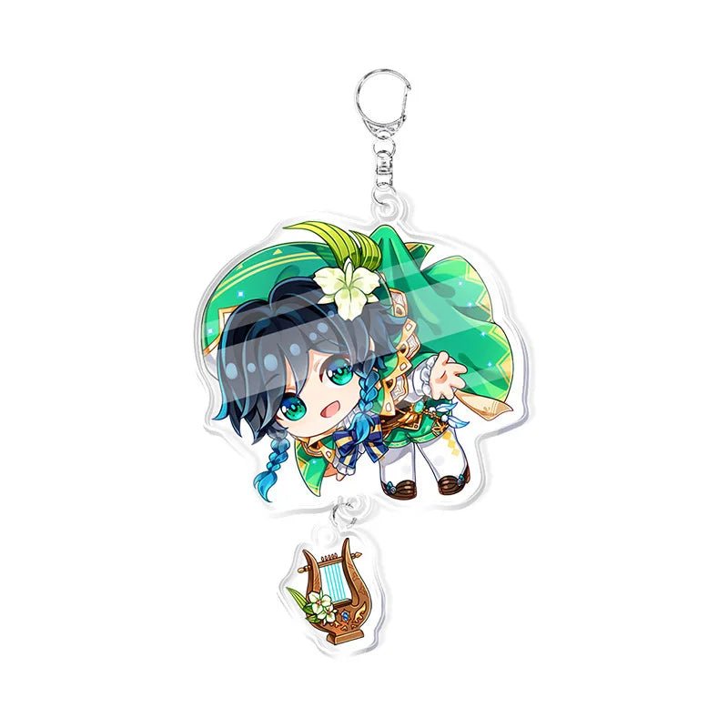 Genshin Impact Keychains Acrylic Figure School Bag Jewelry Keychian Metal Holder Key Ring - Maxwell shop