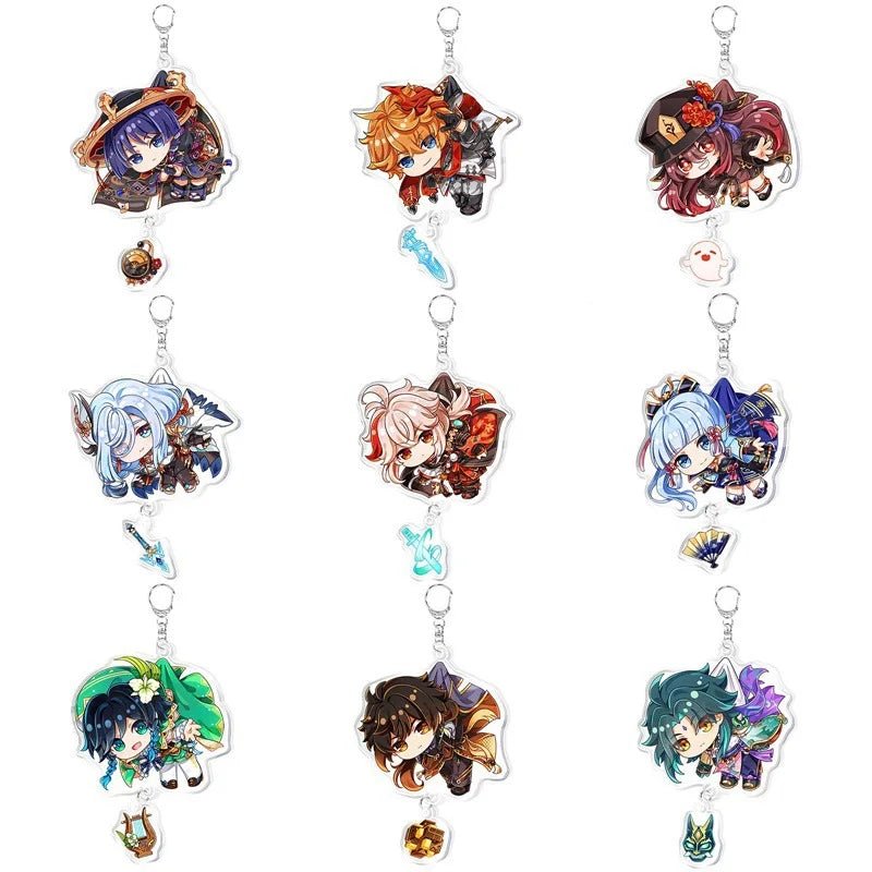 Genshin Impact Keychains Acrylic Figure School Bag Jewelry Keychian Metal Holder Key Ring - Maxwell shop