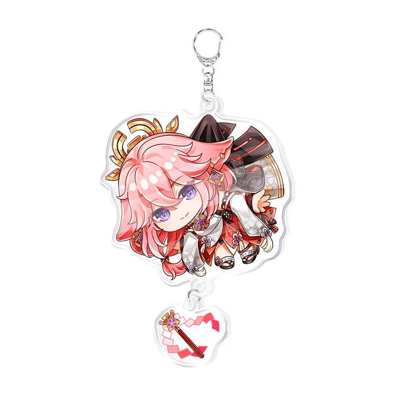 Genshin Impact Keychains Acrylic Figure School Bag Jewelry Keychian Metal Holder Key Ring - Maxwell shop