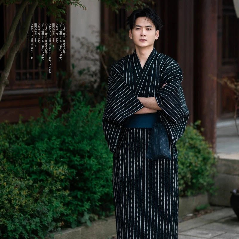 Japanese Traditional Samurai Kimono For Men Yukata Bathing Robe Hekoobi - Maxwell shop